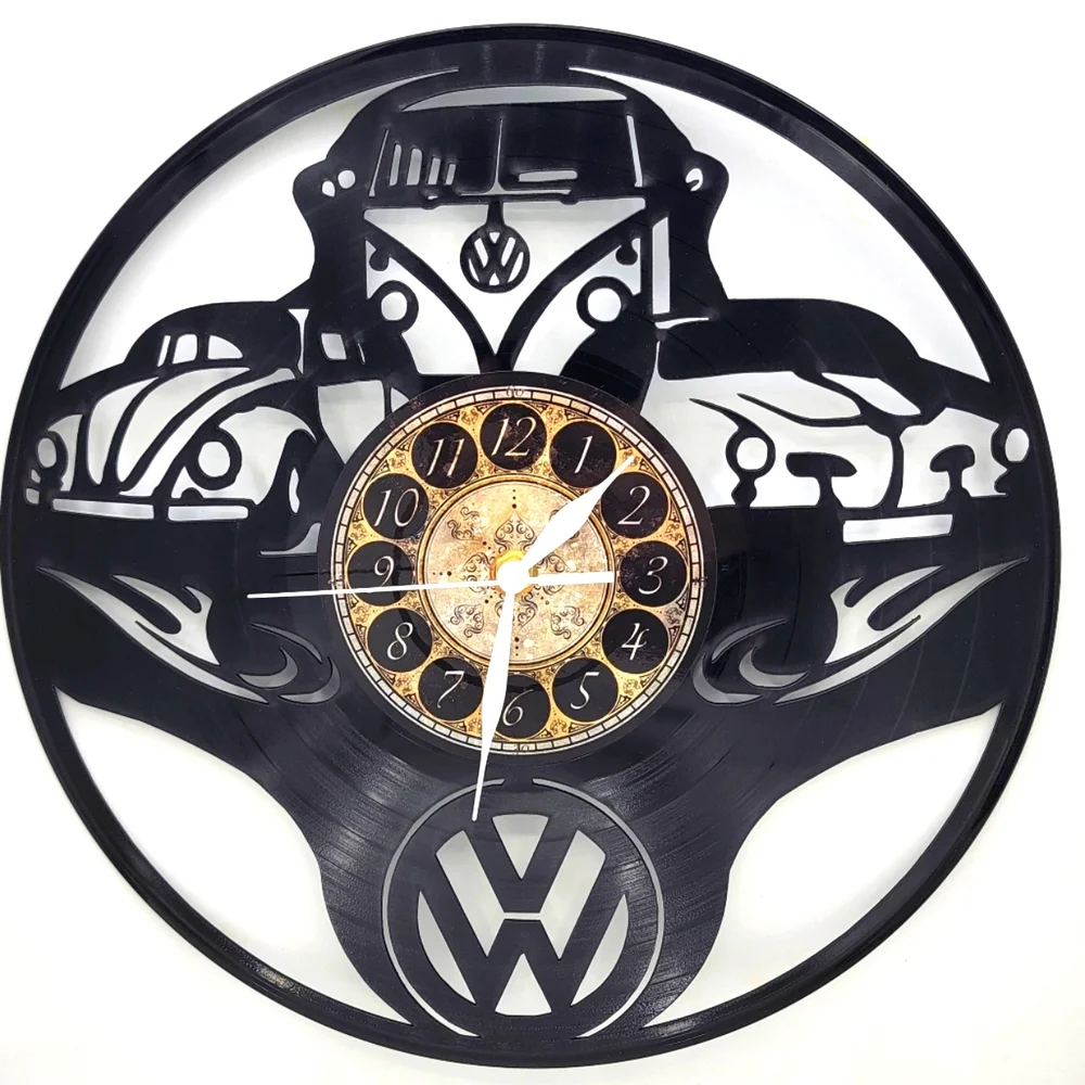VOLTS WAGON vinyl record clock | VW wall art decor gift for office or mancave